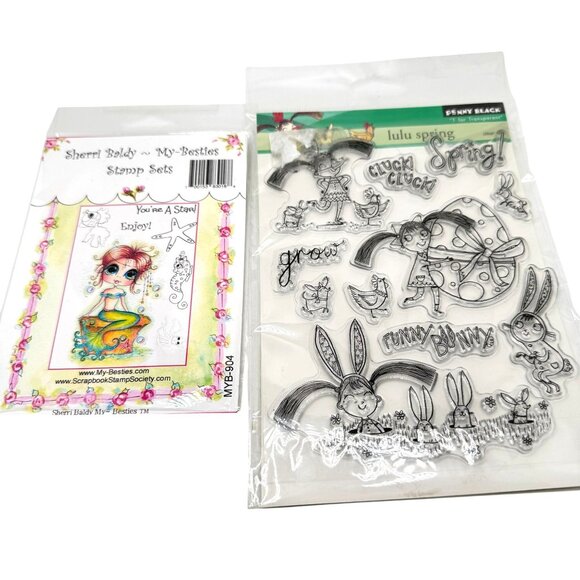 Penny Black Lulu Spring Clear Stamps & Sherri Baldy My Besties Craft Stamps Set - Picture 1 of 13